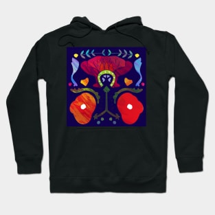 Bali Flowers  Navy Hoodie